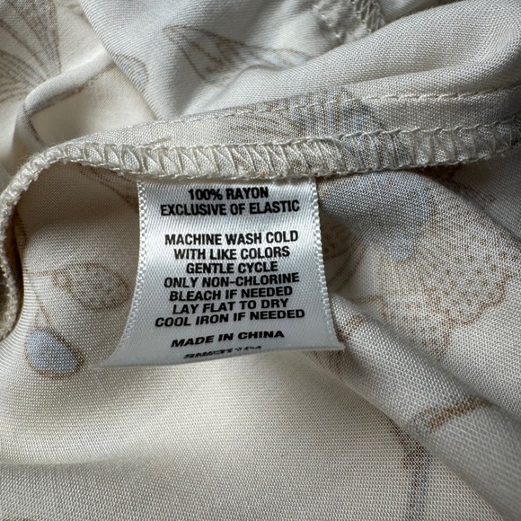 Wonderly Floral Smocked Square Neck Midi Dress Cream Blue Tan Flutter Sleeve M - Picture 4 of 7